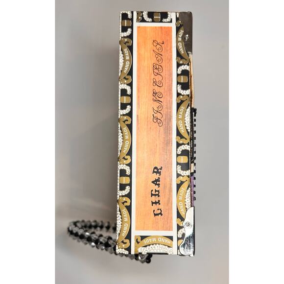 Vintage Imported Braciano Fine Cigars Beaded Box Case Purse Bag Night Skyline - Picture 7 of 16